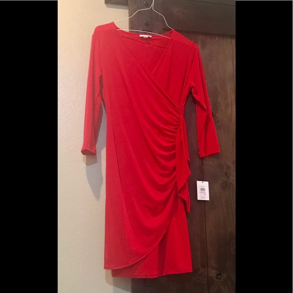 NWT Calvin Klein Faux Wrap red Dress